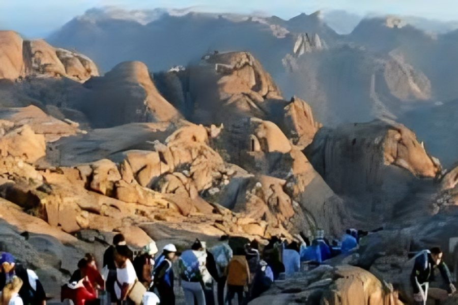 Sunrise view from the summit of Mount Moses Sinai Egypt.
